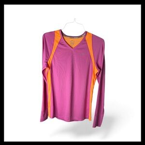 Nike Women's Vivid Pink and Orange Long Sleeve Tee good condition